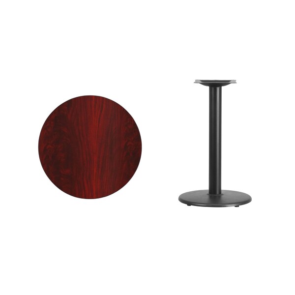 Round Mahogany Laminate Table w/Rnd Base, 24