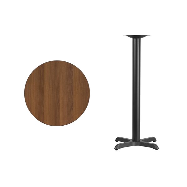 Round Walnut Table Top, Round w/X-Base, 24