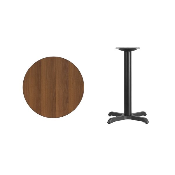 Round Walnut Table Top, Round w/X-Base, 24