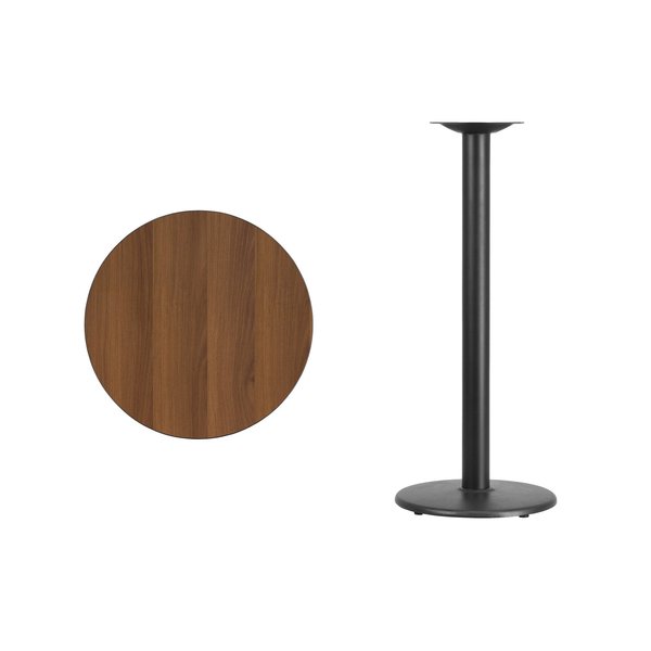 Round Walnut Lmnt Table Top, Round w/Base, 24