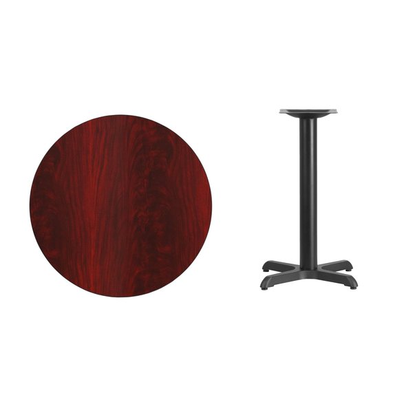 Round Mahogany Laminate Table w/Rnd Base, 30
