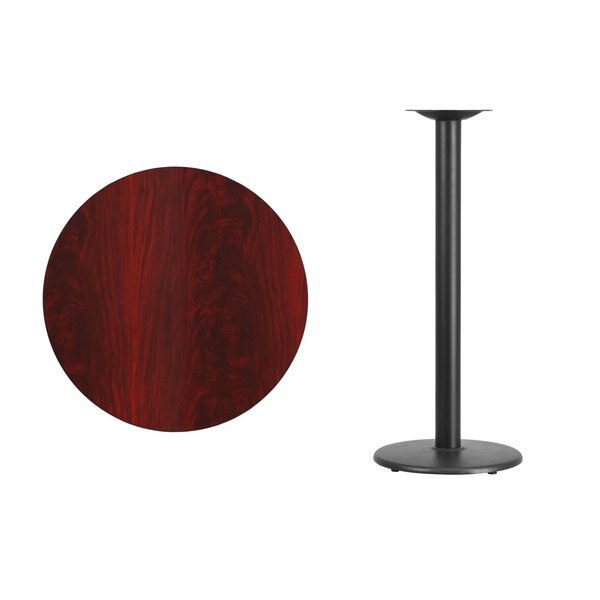 Round Mahogany Laminate Table w/Rnd Base, 30