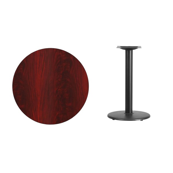 Round Mahogany Laminate Table w/Rnd Base, 30