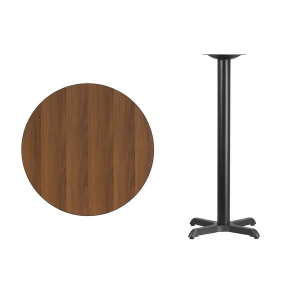 Round Walnut Table Top, Round w/X-Base, 30