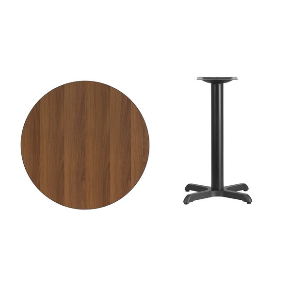 Round Walnut Table Top, Round w/X-Base, 30