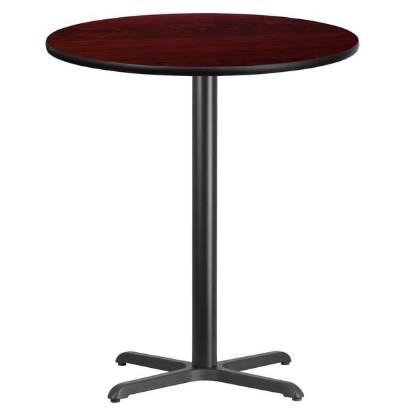 Round Mahogany Laminate Table w/Rnd Base, 36