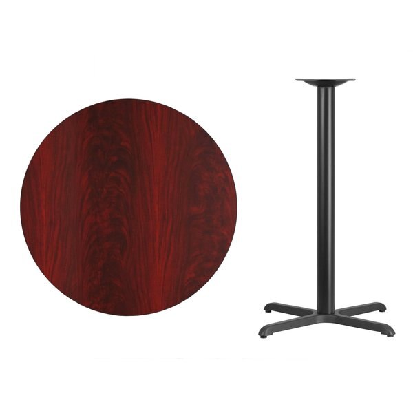 Round Mahogany Laminate Table w/Rnd Base, 36
