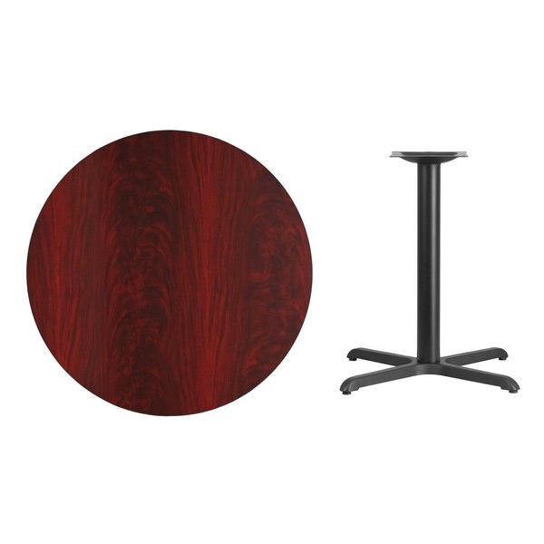 Round Mahogany Laminate Table w/Rnd Base, 36