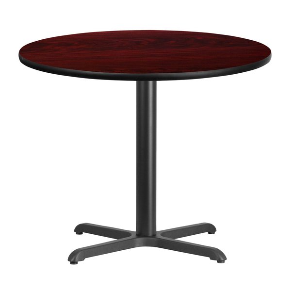 Round Mahogany Laminate Table w/Rnd Base, 36