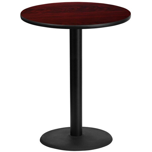 Round Mahogany Laminate Table w/Rnd Base, 36