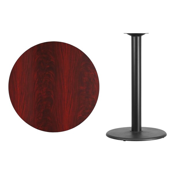 Round Mahogany Laminate Table w/Rnd Base, 36