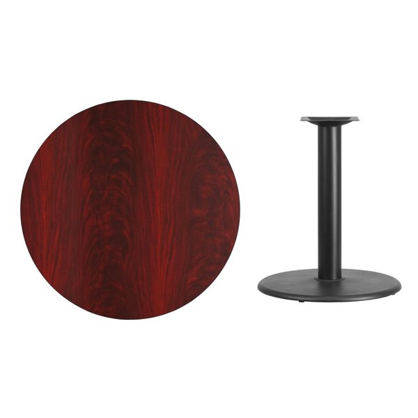 Round Mahogany Laminate Table w/Rnd Base, 36