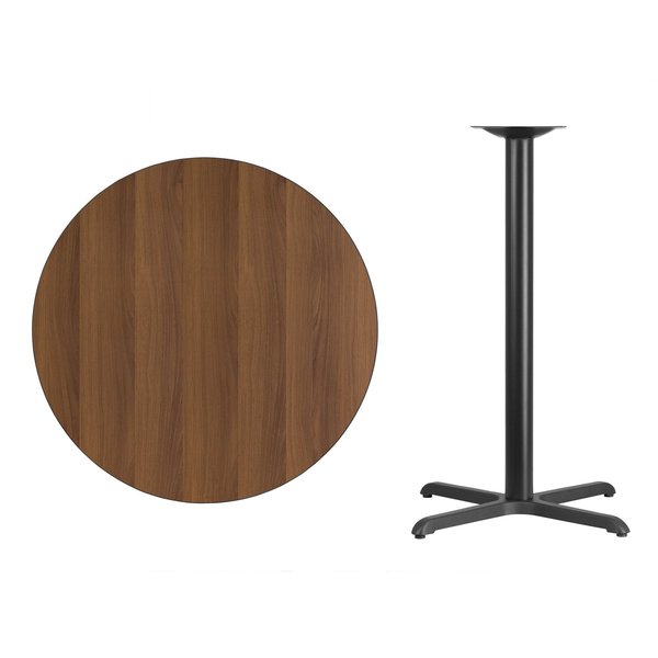 Round Walnut Table Top, Round w/X-Base, 36
