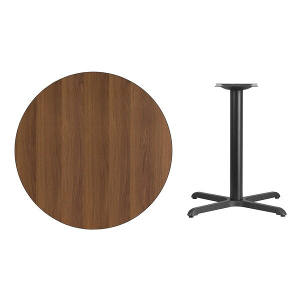 Round Walnut Table Top, Round w/X-Base, 36