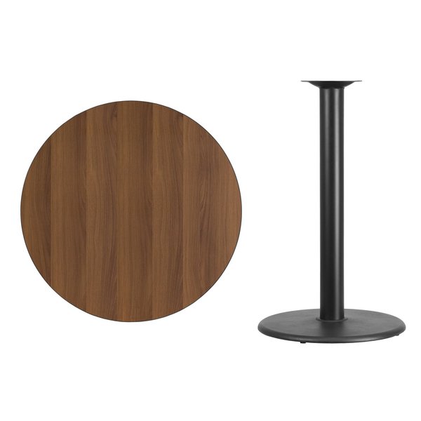 Round Walnut Lmnt Table Top, Round w/Base, 36