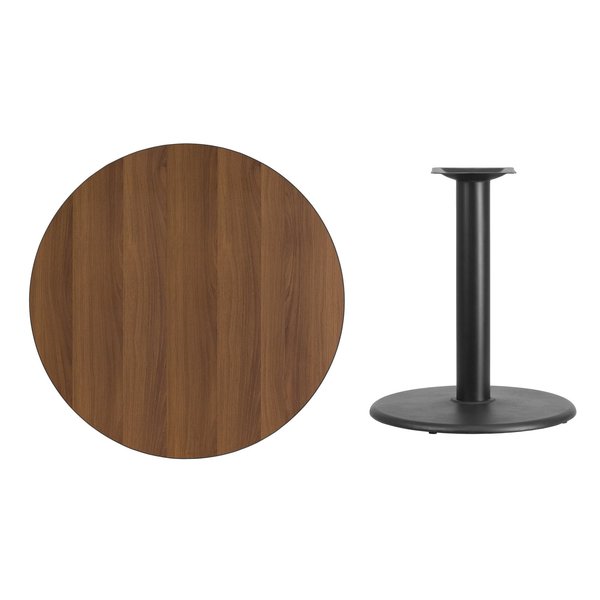 Round Walnut Lmnt Table Top, Round w/Base, 36