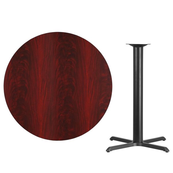 Round Mahogany Laminate Table w/Rnd Base, 42