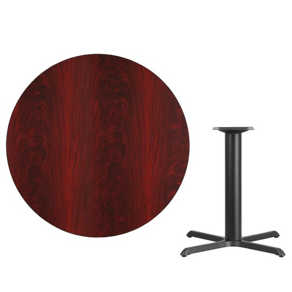 Round Mahogany Laminate Table w/Rnd Base, 42