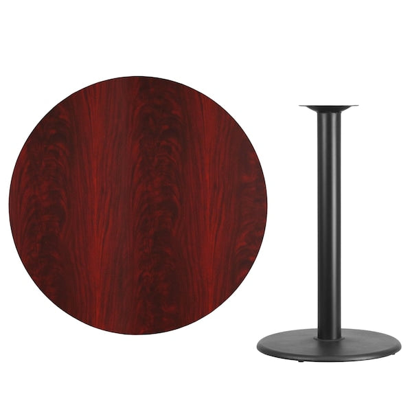 Round Mahogany Laminate Table w/Rnd Base, 42