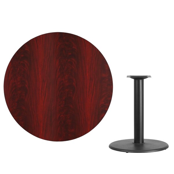Round Mahogany Laminate Table w/Rnd Base, 42