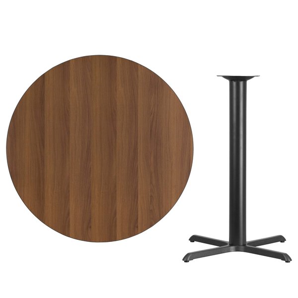 Round Walnut Table Top, Round w/X-Base, 42
