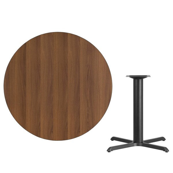 Round Walnut Table Top, Round w/X-Base, 42