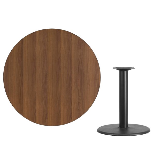 Round Walnut Lmnt Table Top, Round w/Base, 42