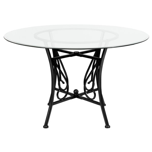 Round Table, Princeton Rnd Glass, Blck Frame, 48