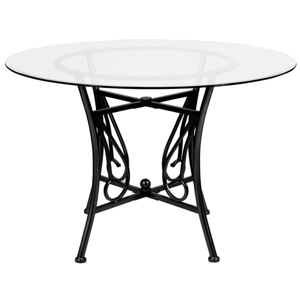 Round Table, Princeton Rnd Glass, Blck Frame, 45
