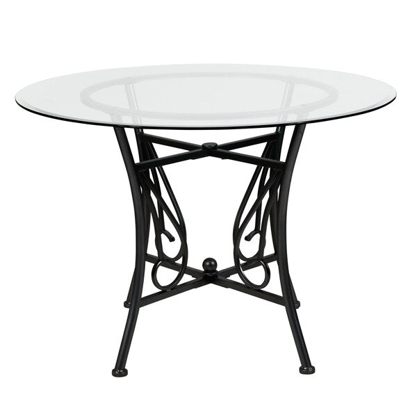 Round Table, Princeton Rnd Glass, Blck Frame, 42