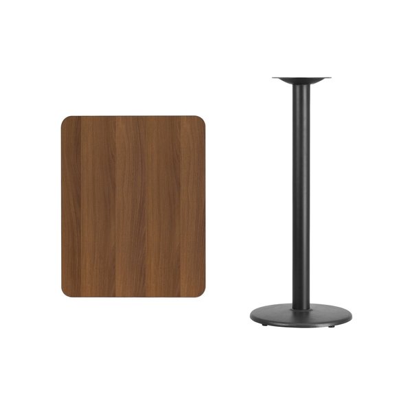 Rectangle Walnut Table, Rctngl w/Round Base, 24