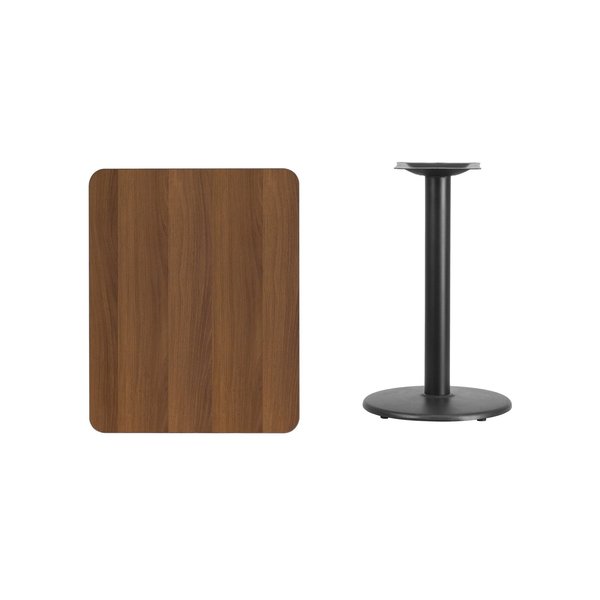 Rectangle Walnut Table, Rctngl w/Round Base, 24
