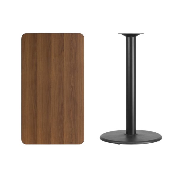 Rectangle Walnut Table, Rctngl w/Round Base, 24