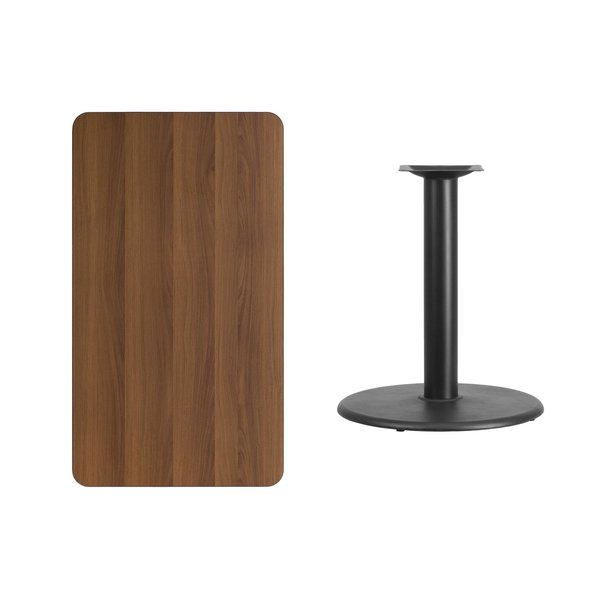 Rectangle Walnut Table, Rctngl w/Round Base, 24