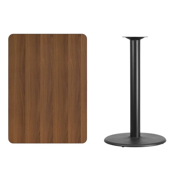 Rectangle Walnut Table, Rctngl w/Round Base, 30