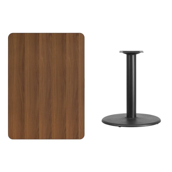 Rectangle Walnut Table, Rctngl w/Round Base, 30