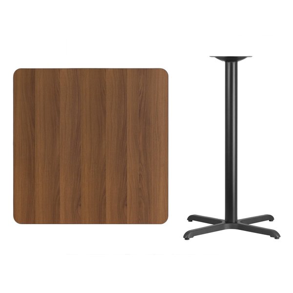 Square Walnut Table, Sqr w/X-Base, 36