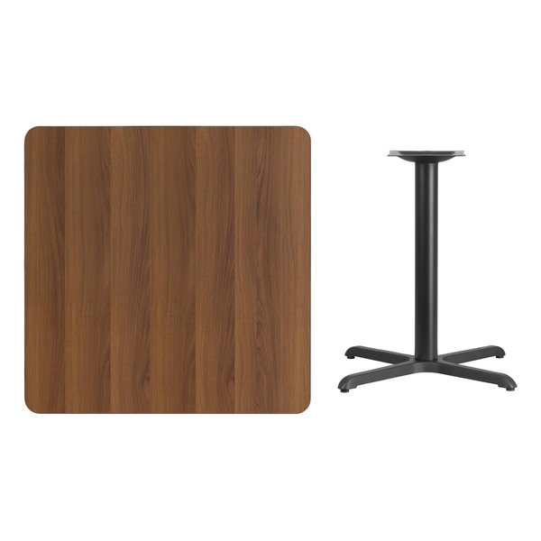 Square Walnut Table, Sqr w/X-Base, 36