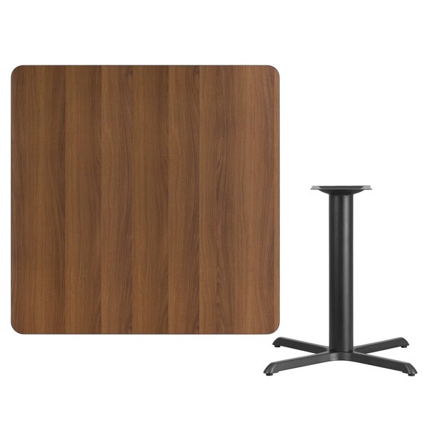 Square Walnut Table, Sqr w/x-Base, 42