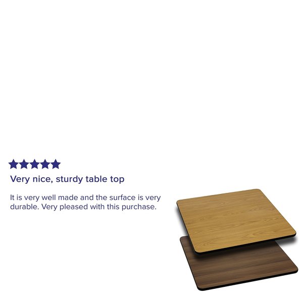 Square Square Table Top, Natural or Walnut Rever, 24