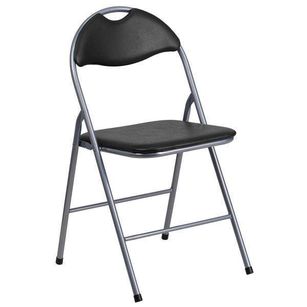 Folding Chair, Black Vinyl, 31.5