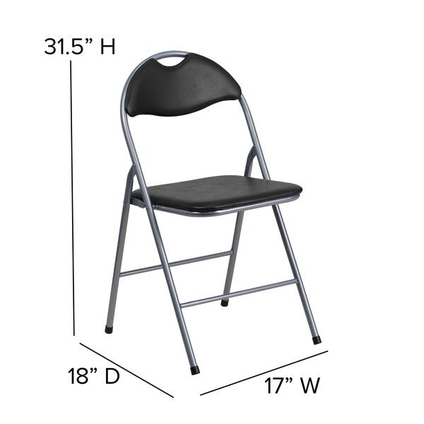Folding Chair, Black Vinyl, 31.5