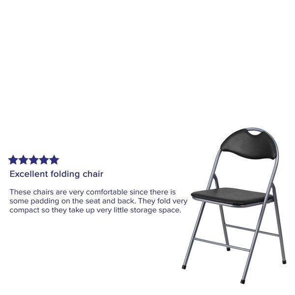 Folding Chair, Black Vinyl, 31.5