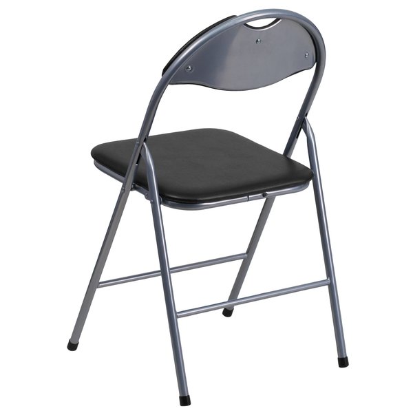 Folding Chair, Black Vinyl, 31.5
