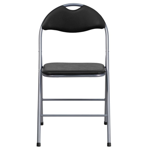 Folding Chair, Black Vinyl, 31.5