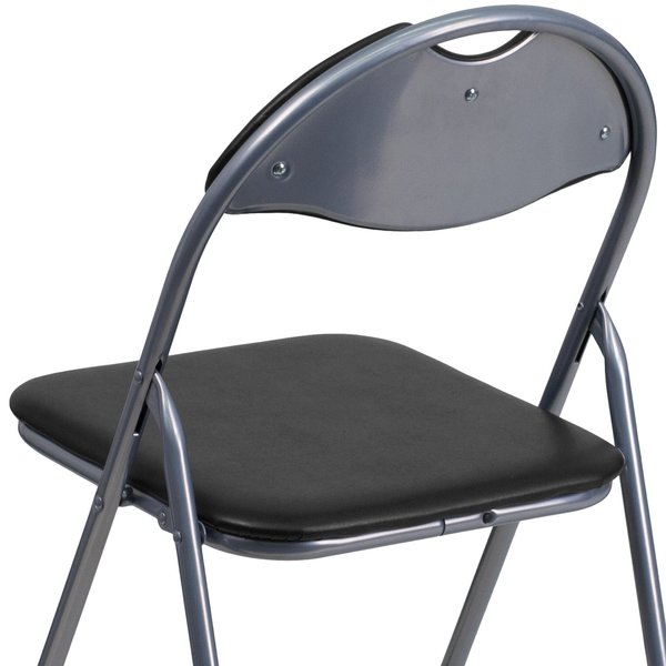 Folding Chair, Black Vinyl, 31.5