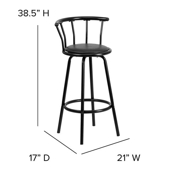Swivel Barstool, Mtl, Crown Back, Blk Seat