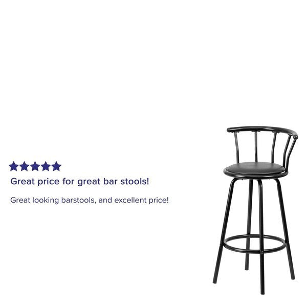 Swivel Barstool, Mtl, Crown Back, Blk Seat