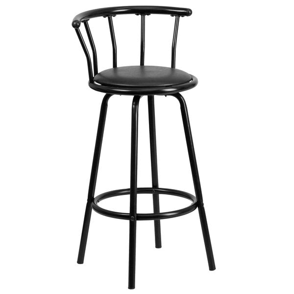 Swivel Barstool, Mtl, Crown Back, Blk Seat