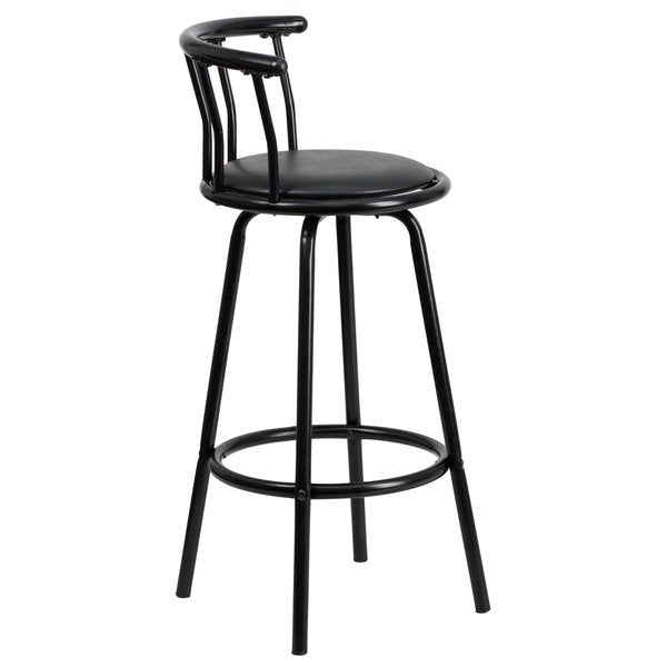 Swivel Barstool, Mtl, Crown Back, Blk Seat